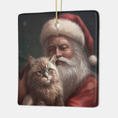 Sibirische Katze mit Weihnachtsmann Weihnachten Keramikornament (Links)