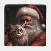 Sibirische Katze mit Weihnachtsmann Weihnachten Keramikornament (Rückseite)