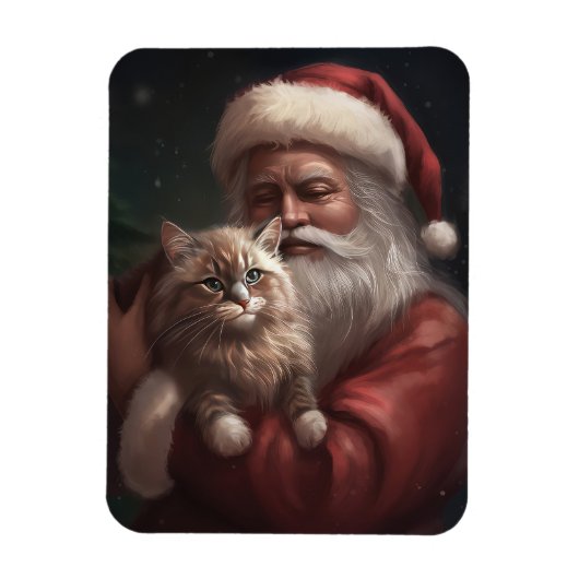 Sibirische Katze mit Weihnachtsmann Weihnachten Magnet (Vertikal)