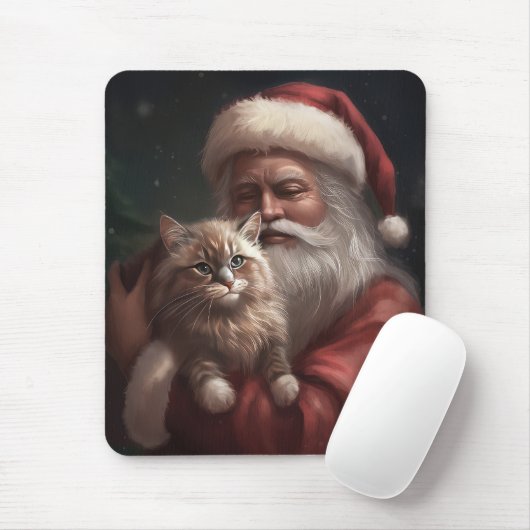 Sibirische Katze mit Weihnachtsmann Weihnachten Mousepad (Mit Mouse)