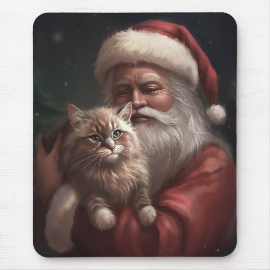 Sibirische Katze mit Weihnachtsmann Weihnachten Mousepad (Vorne)