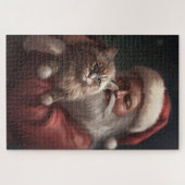 Sibirische Katze mit Weihnachtsmann Weihnachten Puzzle (Horizontal)