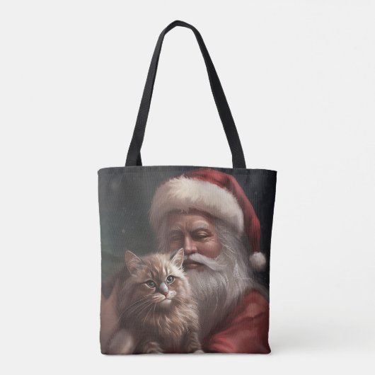 Sibirische Katze mit Weihnachtsmann Weihnachten Tasche (Rückseite)