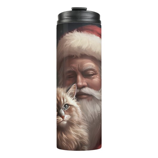Sibirische Katze mit Weihnachtsmann Weihnachten Thermosbecher (Vorderseite)