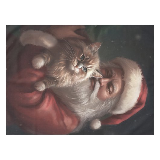Sibirische Katze mit Weihnachtsmann Weihnachten Tischdecke (Vorderseite (Horizontal))