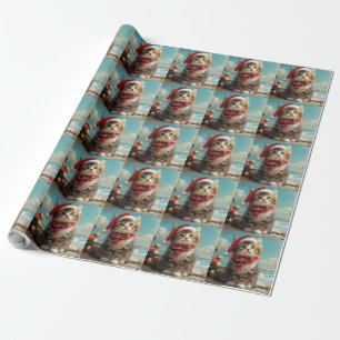 Sibirische Katze Weihnachten Vintage Strand Geschenkpapier