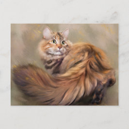 Sibirische Katzenporträt Postkarte