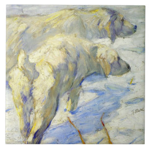 Sibirische Schäferhunde im Schnee (Winterszene) Fliese
