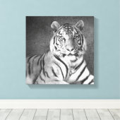 Sibirische Tiger Kunst in Schwarz und Weiß - Leinw Leinwanddruck (Insitu (Holzboden))
