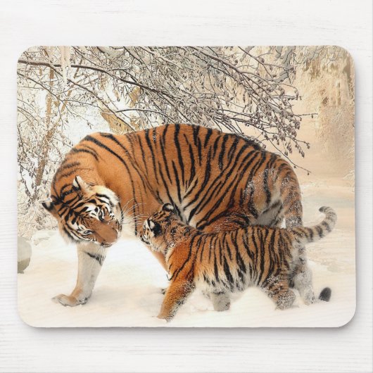 Sibirische Tigermutter und Kitten Mousepad (Vorne)