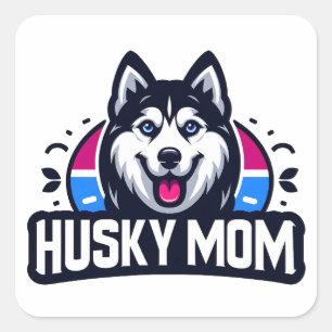 Sibirischer Geist: Liebevolle Fürsorge als Husky-H Quadratischer Aufkleber