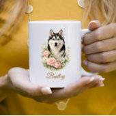 Sibirischer Husky-Blumenporträt Kaffeetasse
