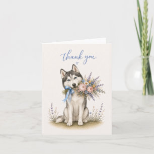 Sibirischer Husky Blumenstrauß Dankeschön Dankeskarte