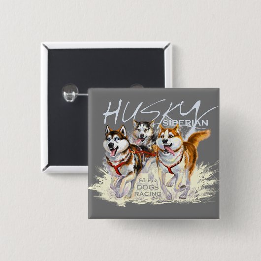 sibirischer Husky Button (Vorne & Hinten)