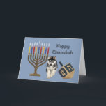 Sibirischer Husky Chanukah Karte Menorah Dreidel<br><div class="desc">Familie und an Freunde während der Chanukah Jahreszeit sich zu erinnern ist eine wunderbare Weise, in Kontakt mit den Leuten Sie ungefähr zu behalten Liebe und Sorgfalt. Ich schuf diese HundChanukah Karten mit Liebe und Sorgfalt und ich sind jedermann sicher, dem Liebehunde erfreut werden, um sie zu empfangen. Sie haben...</div>