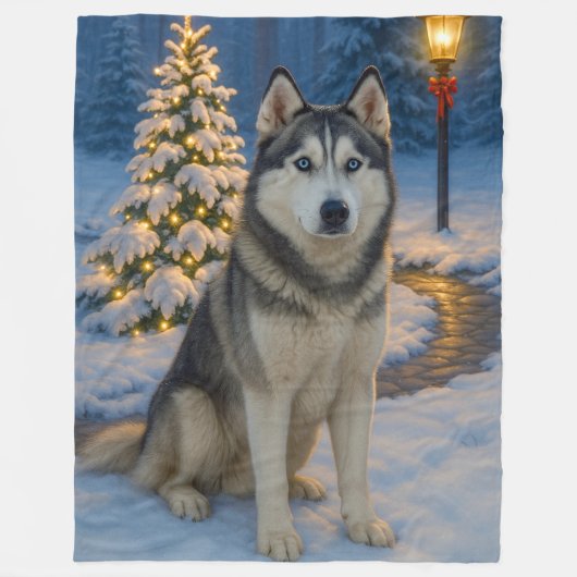 Sibirischer Husky-Feiertag Fleecedecke (Vorderseite)