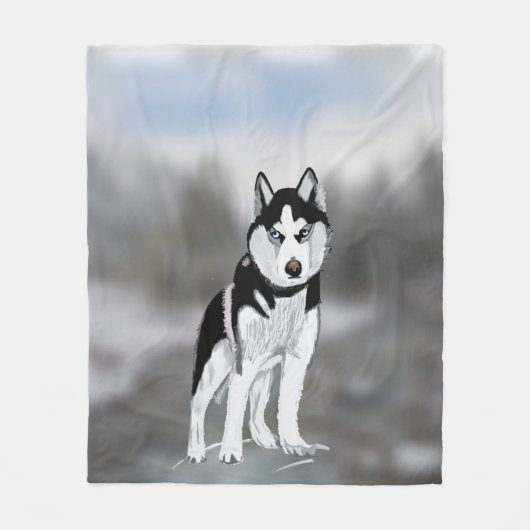 Sibirischer Husky Fleecedecke (Vorderseite)