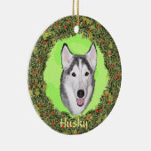 Sibirischer Husky für Weihnachten Keramikornament (Rechts)