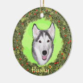 Sibirischer Husky für Weihnachten Keramikornament (Links)