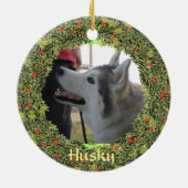 Sibirischer Husky für Weihnachten Keramikornament (Hinten)