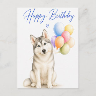 Sibirischer Husky Geburtstag Postkarte