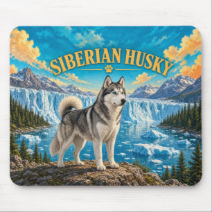 Sibirischer Husky, Glacier Bay Vintage-Wasserfarbe Mousepad