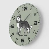 Sibirischer Husky Große Wanduhr (Winkel)