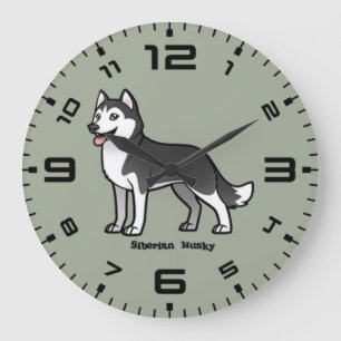 Sibirischer Husky Große Wanduhr