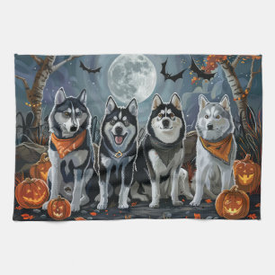 Sibirischer Husky Halloween Gruselig  Geschirrtuch
