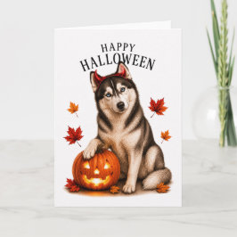 Sibirischer Husky Halloween Teufelshund Karte