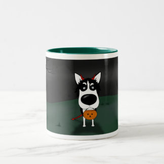 Sibirischer Husky Halloween Zweifarbige Tasse