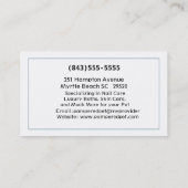 Sibirischer Husky Haustier Groomer/Tierärzte/Sitze Visitenkarte (Rückseite)