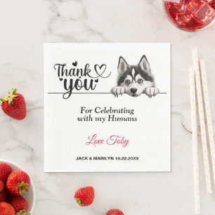 Sibirischer Husky-Hochzeit Danke Serviette