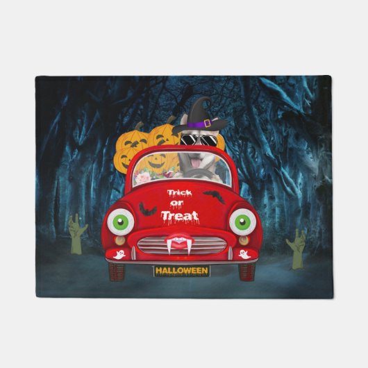 Sibirischer Husky-Hund Autofahrer Beängstigendes H Fußmatte (Vorderseite)