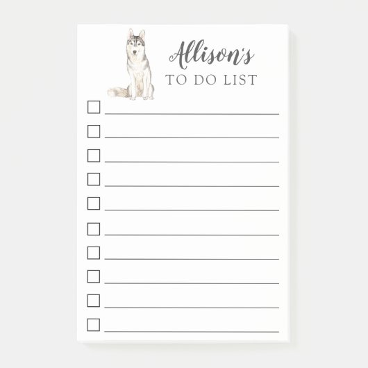 Sibirischer Husky-Hund, der Personalisiert ist, Post-it Klebezettel (Vorderseite)