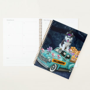 Sibirischer Husky-Hund Halloween-LKW Gruselige Nac Planer