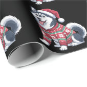 Sibirischer Husky Hund hässlicher Pullover Weihnac Geschenkpapier (Rolleneckpunkt)