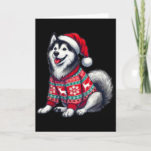 Sibirischer Husky Hund hässlicher Pullover Weihnac Karte