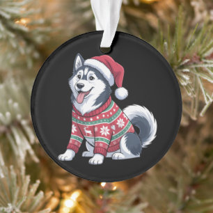 Sibirischer Husky Hund hässlicher Pullover Weihnac Ornament
