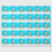 Sibirischer Husky-Hund im Schnee mit Weihnachtsman Geschenkpapier (Flach)