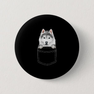 Sibirischer Husky-Hund in Pocket  Funny Dog Lover  Button