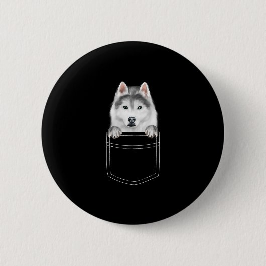 Sibirischer Husky-Hund in Pocket |Funny Dog Lover Button (Vorderseite)