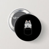 Sibirischer Husky-Hund in Pocket |Funny Dog Lover Button (Vorne & Hinten)