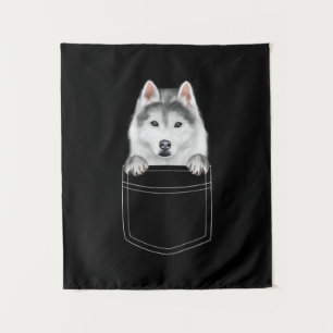 Sibirischer Husky-Hund in Pocket Funny Dog Lover Wandteppich