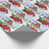 Sibirischer Husky-Hund in Weihnachtslieferwagen Geschenkpapier (Ecke)