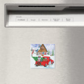 Sibirischer Husky-Hund in Weihnachtslieferwagen Magnet (In Situ (Geschirrspüler))