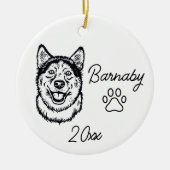 Sibirischer Husky-Hund Individuelle Name und Kunst Keramik Ornament (Vorne)