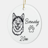 Sibirischer Husky-Hund Individuelle Name und Kunst Keramik Ornament (Links)