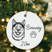 Sibirischer Husky-Hund Individuelle Name und Kunst Keramik Ornament