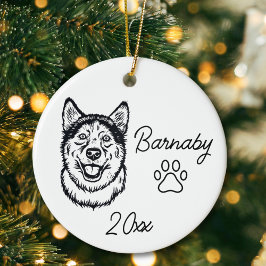 Sibirischer Husky-Hund Individuelle Name und Kunst Keramik Ornament